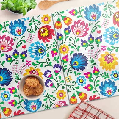 Planche à découper en verre Motif folklorique floral