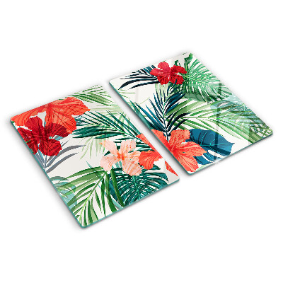 Planche à découper verre Motif de plantes tropicales avec des fleurs