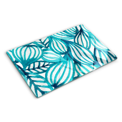 Planche à découper en verre Feuilles aux tons turquoise