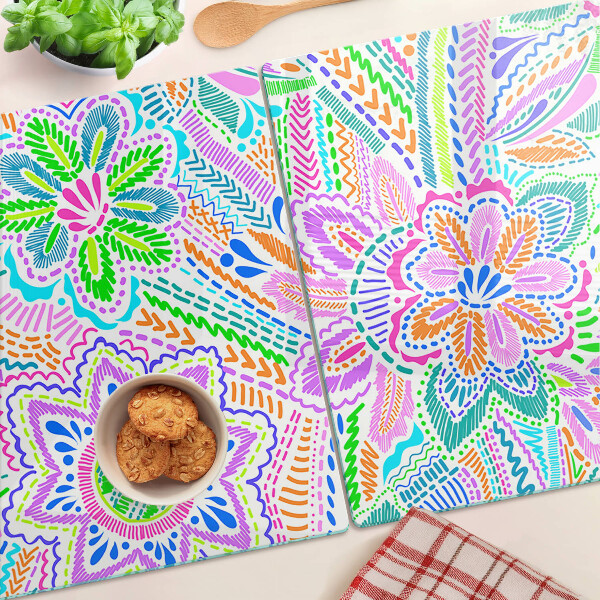 Planche à découper verre Motif floral de style bohème