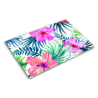 Planche à découper en verre Motif floral tropical