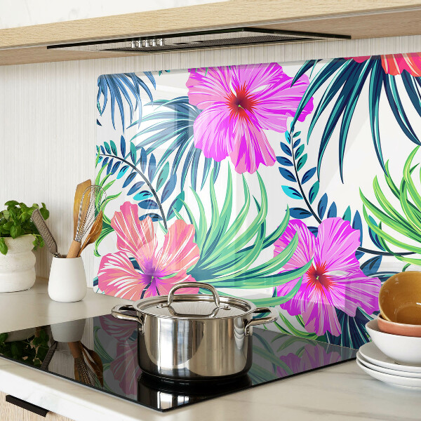 Planche à découper en verre Motif floral tropical
