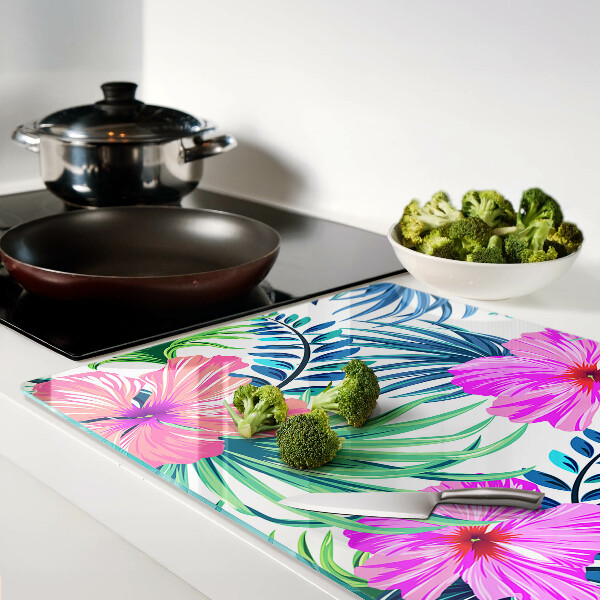 Planche à découper en verre Motif floral tropical