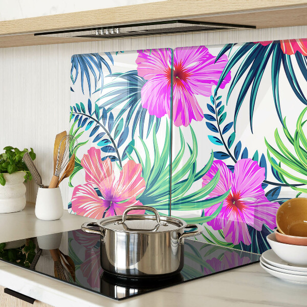 Planche à découper en verre Motif floral tropical