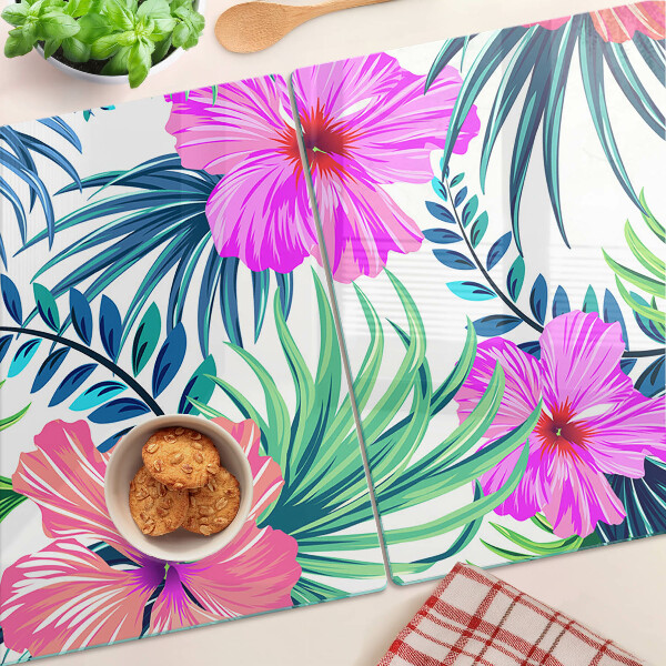 Planche à découper en verre Motif floral tropical