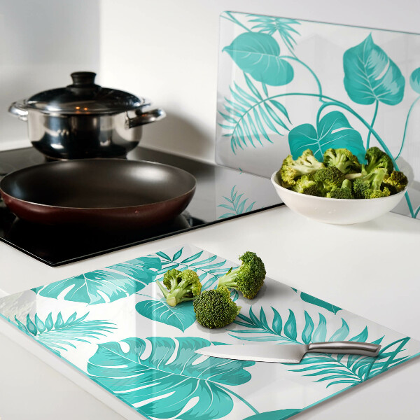 Planche à découper verre Feuilles tropicales dans des tons de vert