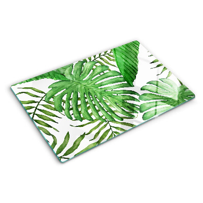 Planche à découper en verre Feuilles tropicales dans des tons de vert