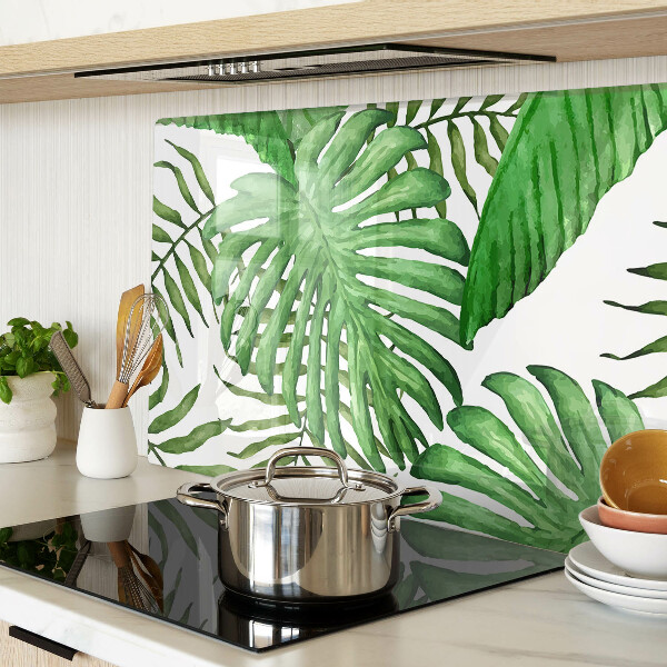Planche à découper en verre Feuilles tropicales dans des tons de vert