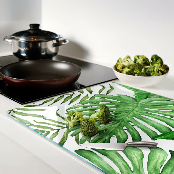 Planche à découper en verre Feuilles tropicales dans des tons de vert