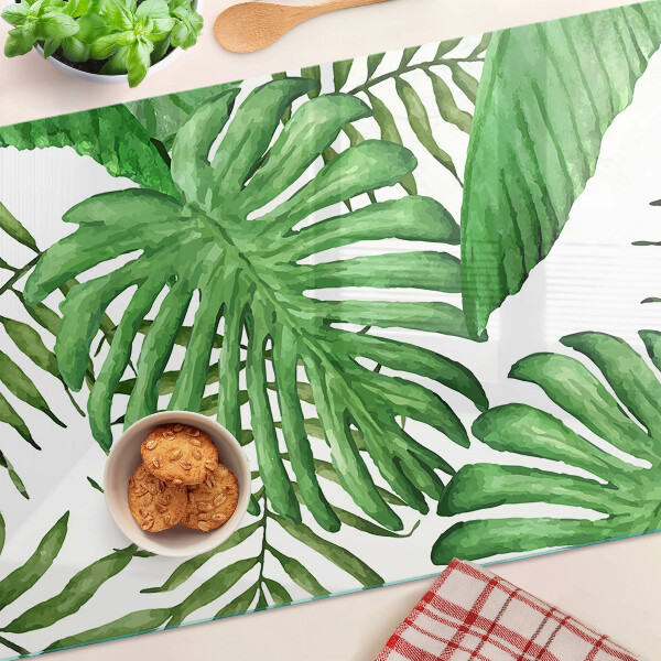 Planche à découper en verre Feuilles tropicales dans des tons de vert