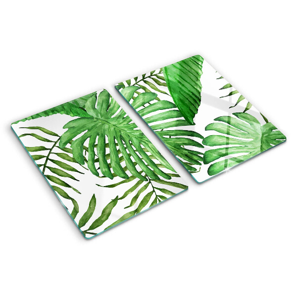 Planche à découper en verre Feuilles tropicales dans des tons de vert
