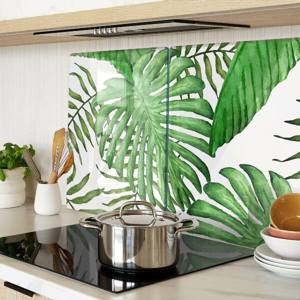 Planche à découper en verre Feuilles tropicales dans des tons de vert