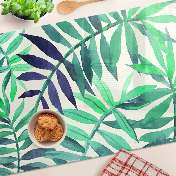 Planche à découper verre Feuilles de palmier à l'aquarelle