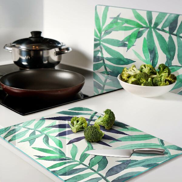 Planche à découper verre Feuilles de palmier à l'aquarelle