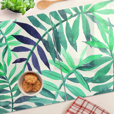 Planche à découper verre Feuilles de palmier à l'aquarelle