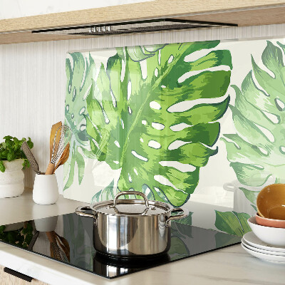 Planche à découper en verre Feuilles de Monstera sur fond clair