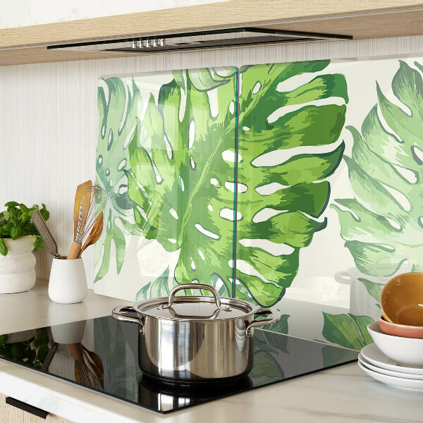 Planche à découper en verre Feuilles de Monstera sur fond clair