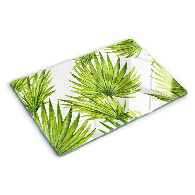 Planche à découper verre Feuilles de palmier dans des tons de vert