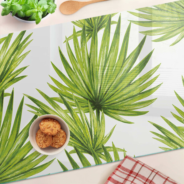 Planche à découper verre Feuilles de palmier dans des tons de vert