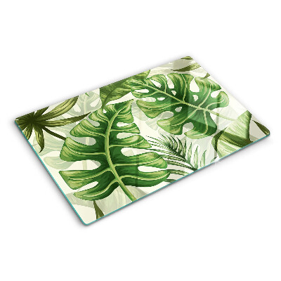 Planche à découper verre feuilles tropicales