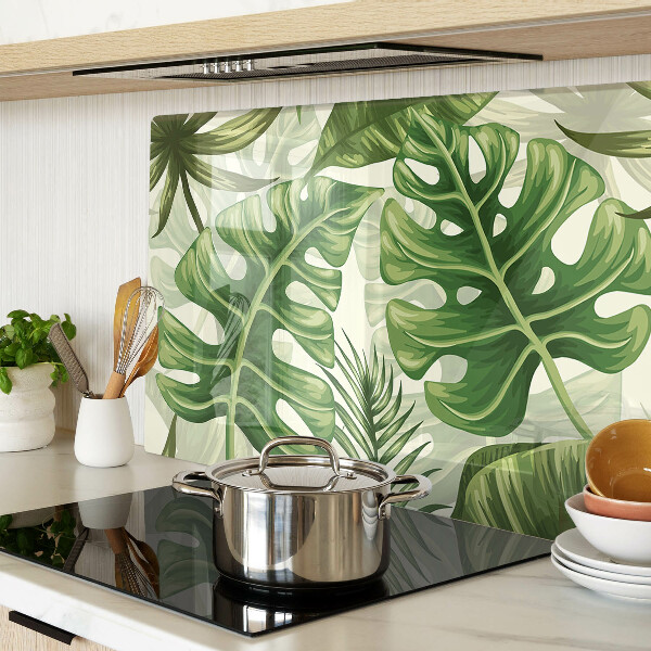 Planche à découper verre feuilles tropicales
