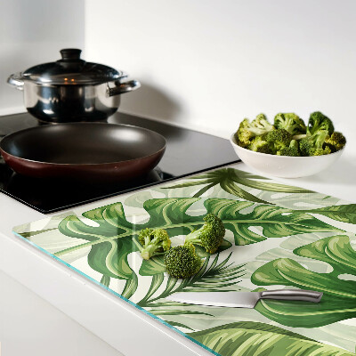 Planche à découper verre feuilles tropicales