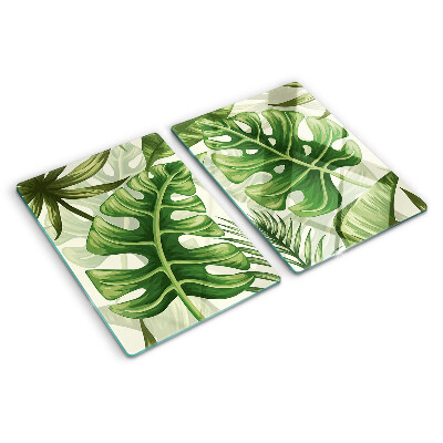 Planche à découper verre feuilles tropicales