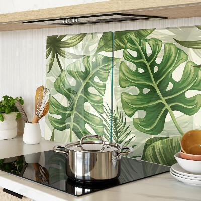 Planche à découper verre feuilles tropicales