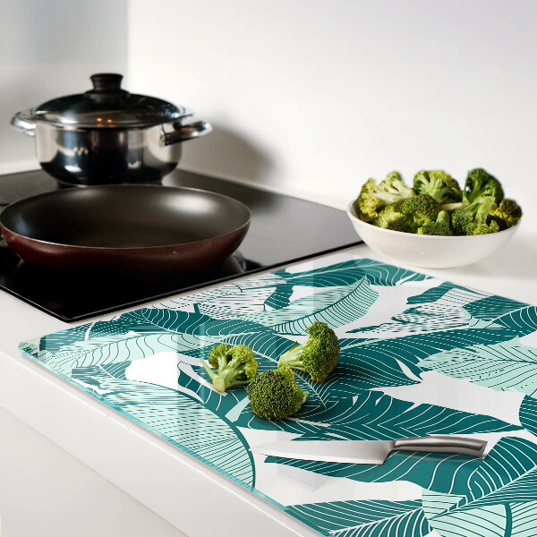 Planche à découper en verre Feuilles tropicales dans des tons de vert