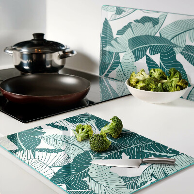 Planche à découper en verre Feuilles tropicales dans des tons de vert