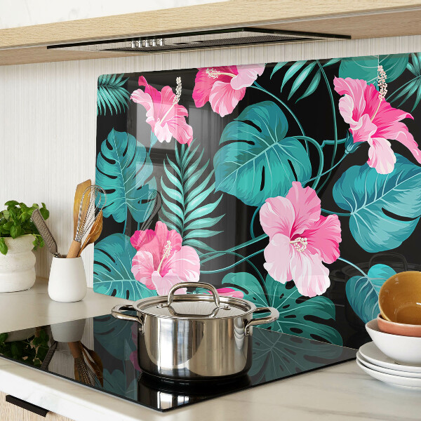 Planche à découper verre Fleurs et feuilles tropicales