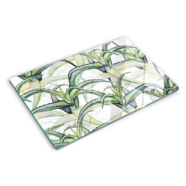 Planche à découper en verre Feuilles de plantes de style aquarelle