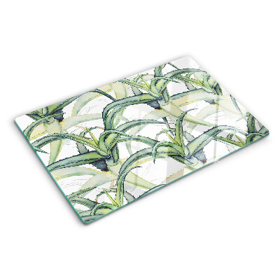 Planche à découper en verre Feuilles de plantes de style aquarelle