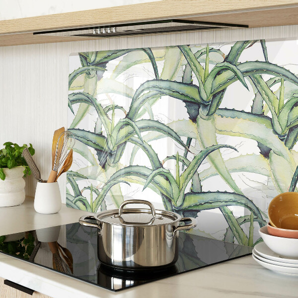 Planche à découper en verre Feuilles de plantes de style aquarelle