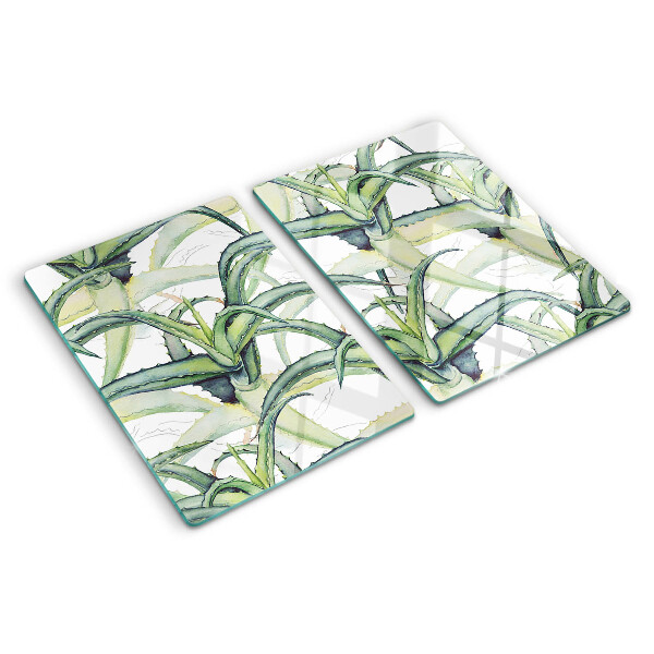 Planche à découper en verre Feuilles de plantes de style aquarelle