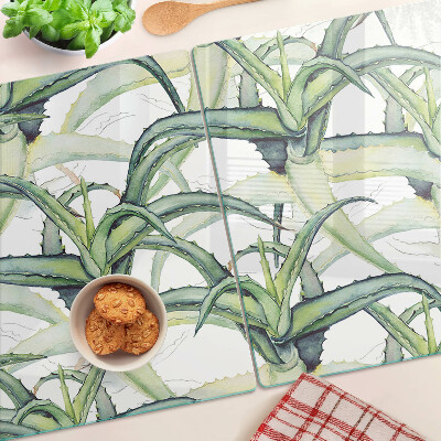 Planche à découper en verre Feuilles de plantes de style aquarelle