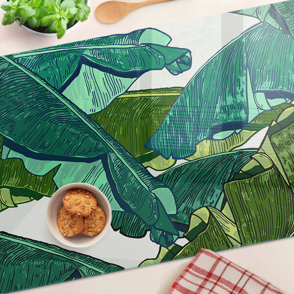 Planche à découper verre Feuilles de palmier dans des tons de vert