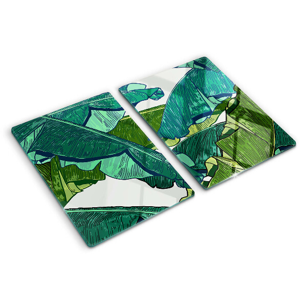 Planche à découper verre Feuilles de palmier dans des tons de vert