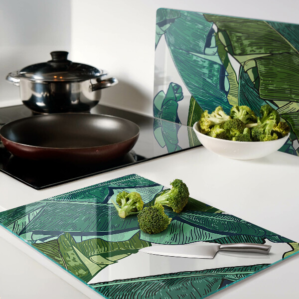 Planche à découper verre Feuilles de palmier dans des tons de vert