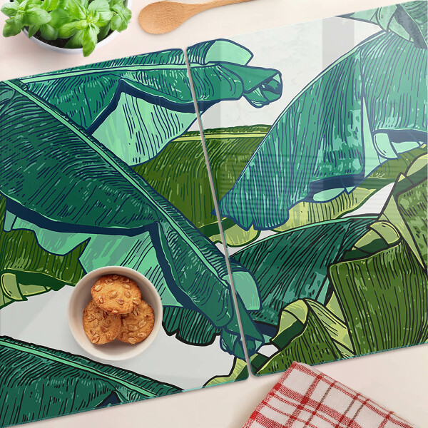 Planche à découper verre Feuilles de palmier dans des tons de vert