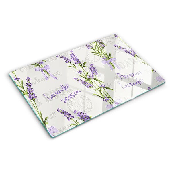 Planche à découper en verre Inscriptions lavande et provençales