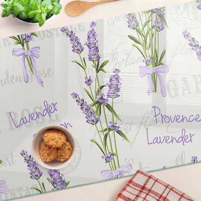 Planche à découper en verre Inscriptions lavande et provençales