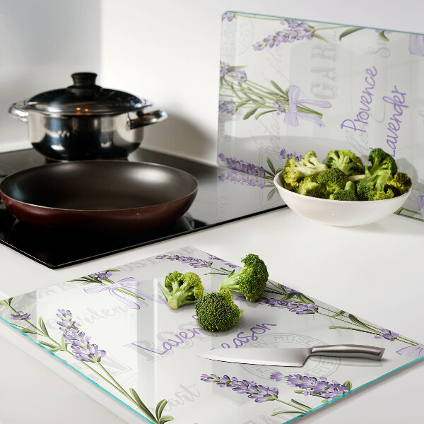 Planche à découper en verre Inscriptions lavande et provençales