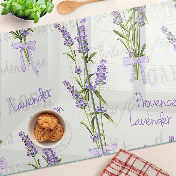 Planche à découper en verre Inscriptions lavande et provençales