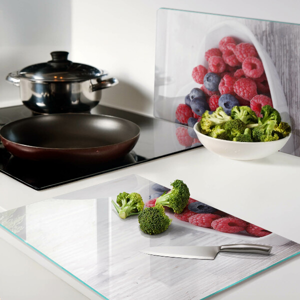 Planche à découper en verre Fruits en forme de cœur