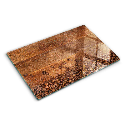 Planche à découper en verre Grains de café sur fond de bois