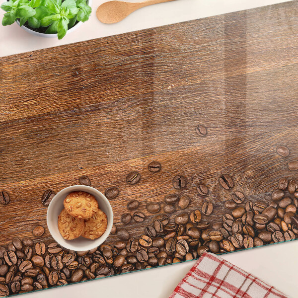 Planche à découper en verre Grains de café sur fond de bois