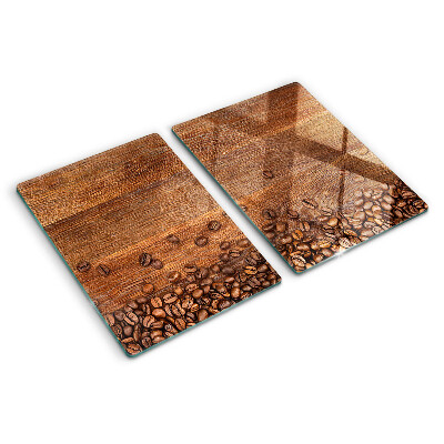 Planche à découper en verre Grains de café sur fond de bois