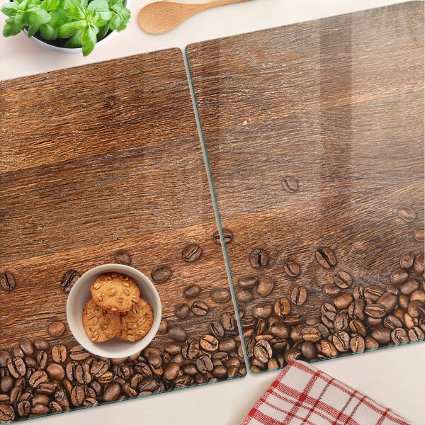 Planche à découper en verre Grains de café sur fond de bois