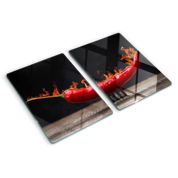 Planche à découper verre Feu et piment